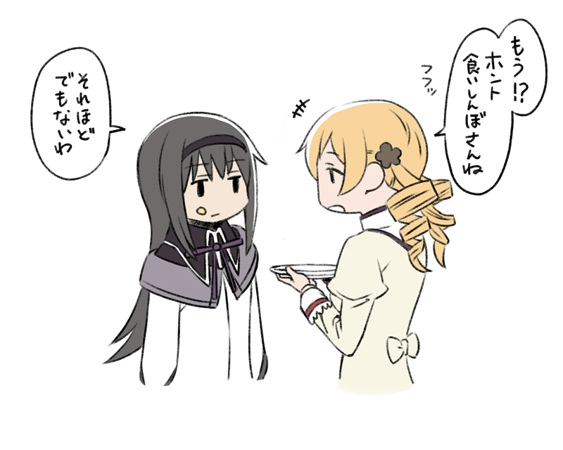 akemi homura and tomoe mami (mahou shoujo madoka magica) drawn by oda_takayuki