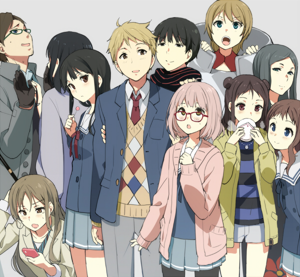 kuriyama mirai, nase mitsuki, kanbara akihito, nase hiroomi, shindou ai, and 6 more (kyoukai no kanata) drawn by sasamori_tomoe