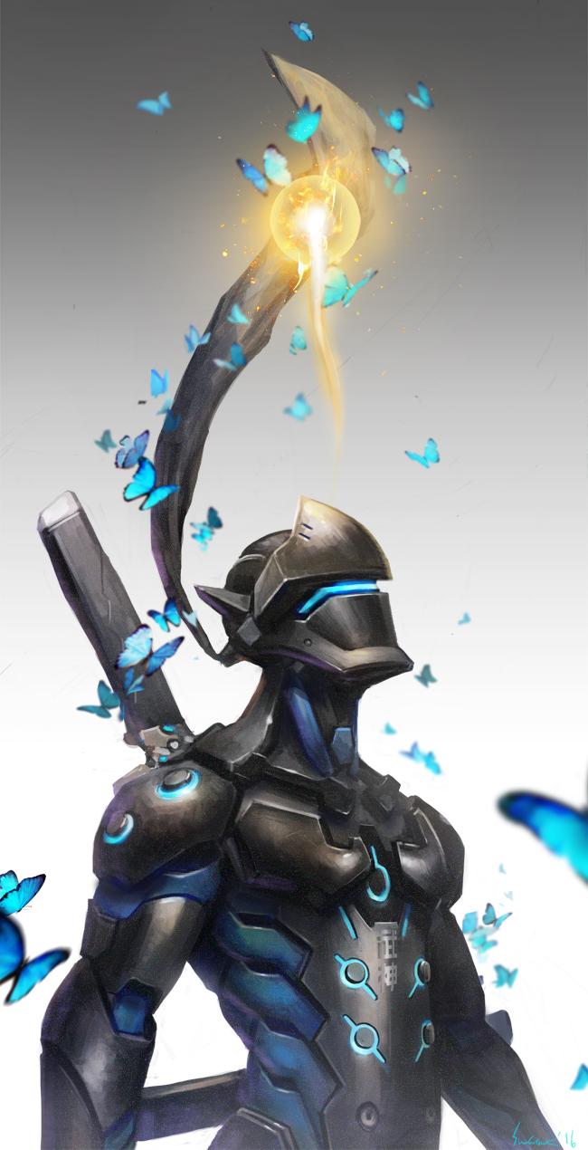 genji (overwatch and 1 more) drawn by sun_stark