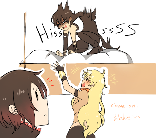 ruby rose, weiss schnee, yang xiao long, and blake belladonna (rwby) drawn by kuma_(bloodycolor)