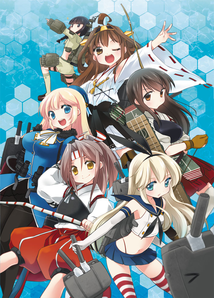 shimakaze, kongou, akagi, atago, kitakami, and 2 more (kantai collection) drawn by koruri