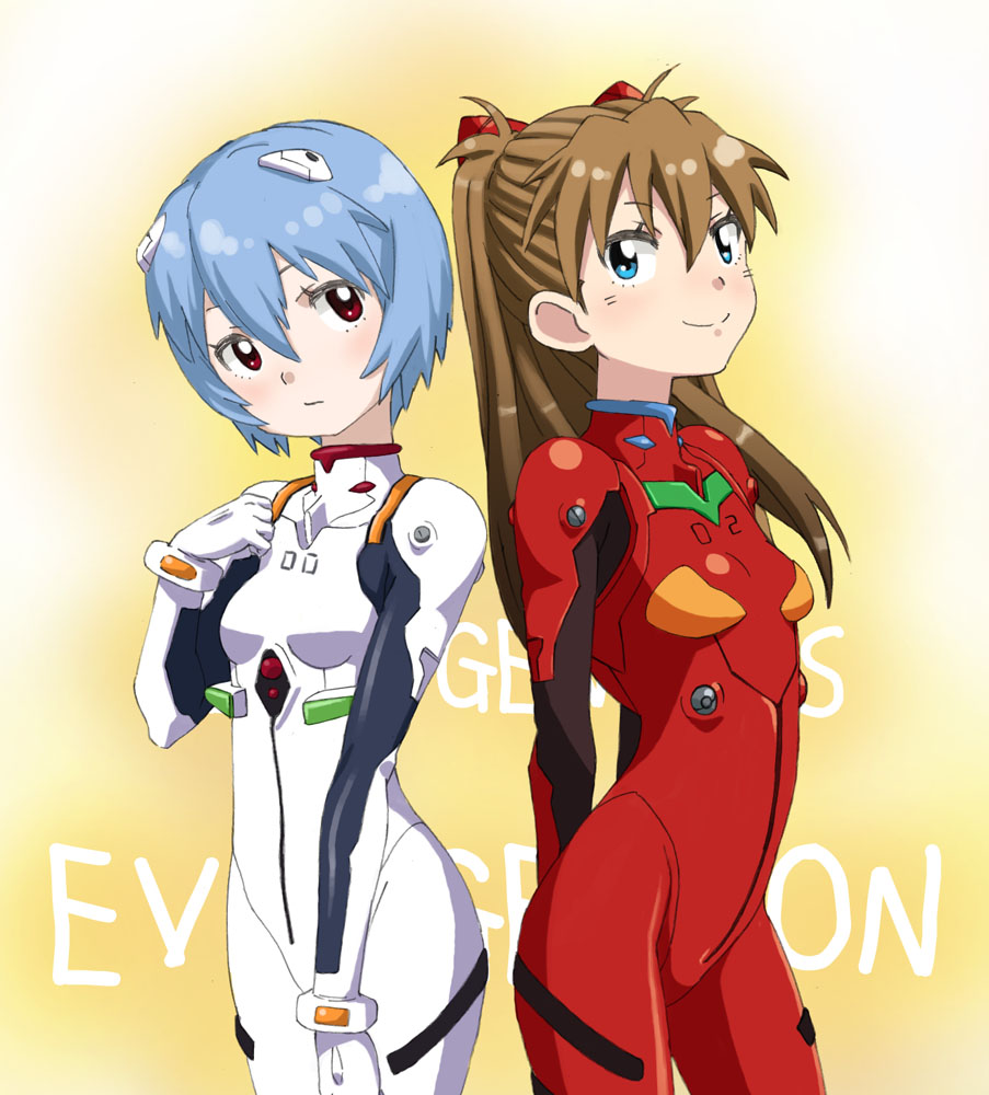 Souryuu Asuka Langley And Ayanami Rei Neon Genesis Evangelion Drawn By Oku Okumen Danbooru