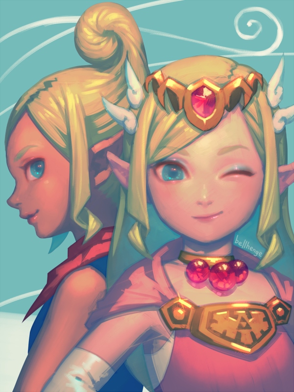 princess zelda, toon zelda, and tetra (the legend of zelda and 1 more) drawn by bellhenge