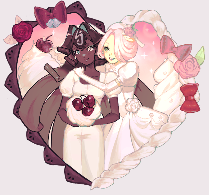 black forest cookie and wedding cake cookie (cookie run and 1 more) drawn by rfoft23