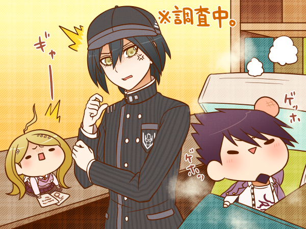 saihara shuichi, akamatsu kaede, and momota kaito (danganronpa and 1 more) drawn by yumaru_(marumarumaru)