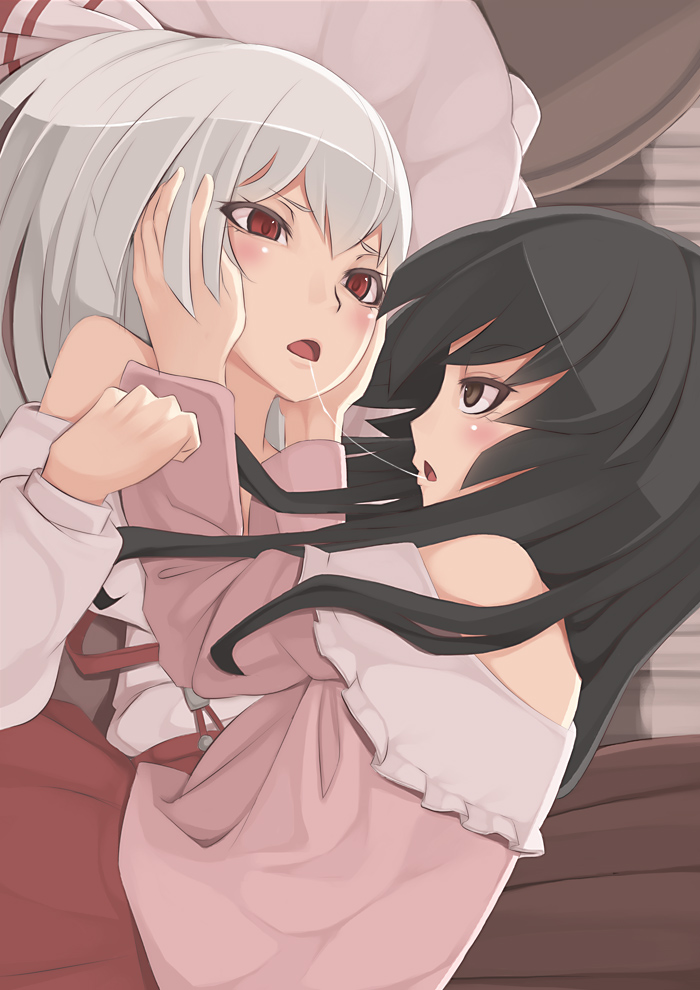 fujiwara no mokou and houraisan kaguya (touhou) drawn by kate_(alice_catharsis)