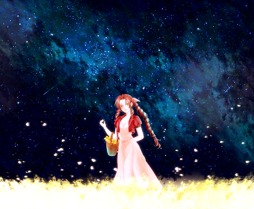 aerith gainsborough (final fantasy and 2 more) drawn by chiru_(sanifani)