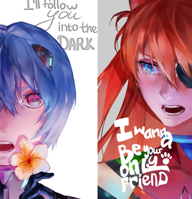 souryuu asuka langley and ayanami rei (neon genesis evangelion and 2 more) drawn by gamma_(gamma-realy-man)