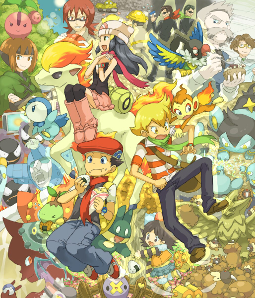 dawn, piplup, lucas, gastly, drifloon, and 22 more (pokemon and 2 more) drawn by yapo_(mess)