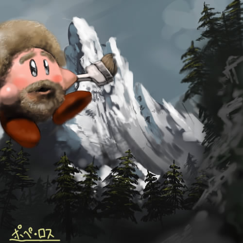 kirby and bob ross (kirby and 1 more) drawn by koki_(ryoushikiha)