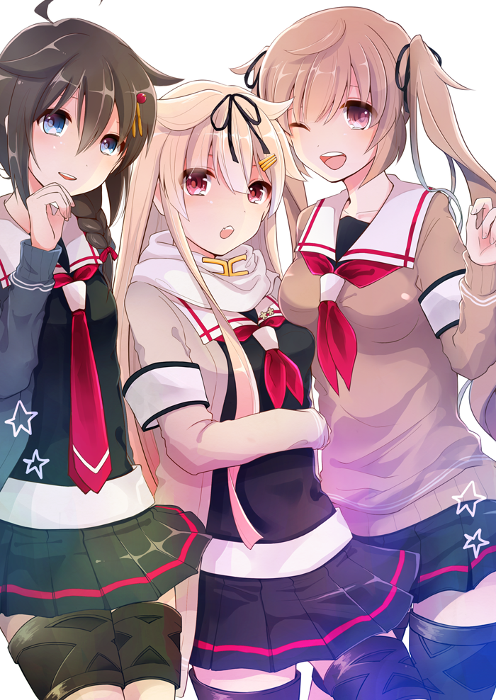 shigure, yuudachi, shigure kai ni, yuudachi kai ni, and murasame (kantai collection) drawn by minami_noriko