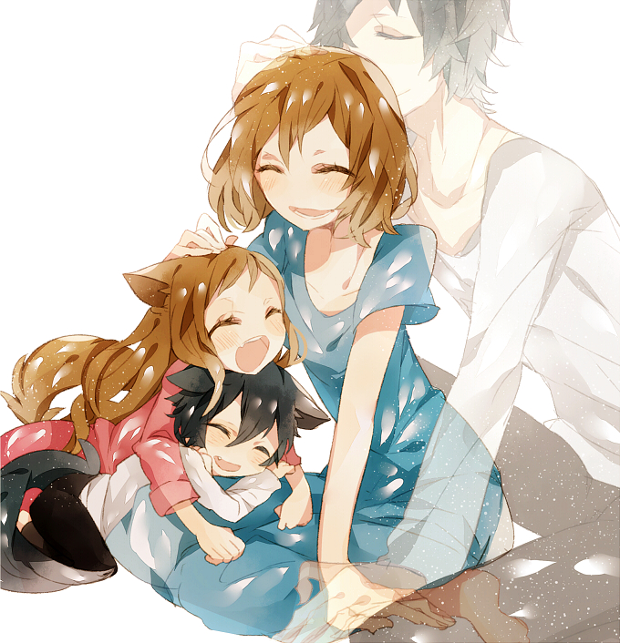 hana, ame, and ookami otoko (ookami kodomo no ame to yuki) drawn by chidori_(@rom)