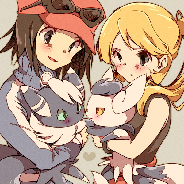 serena, calem, and meowstic (pokemon and 1 more) drawn by atom_(@tom)