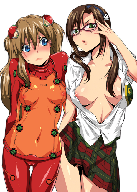 souryuu asuka langley and makinami mari illustrious (neon genesis evangelion and 2 more) drawn by makuro