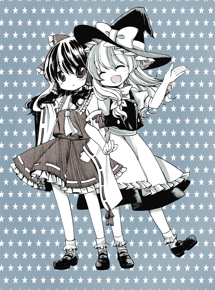 hakurei reimu and kirisame marisa (touhou) drawn by nono_(c_taka)