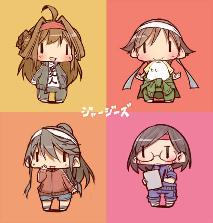 kongou, haruna, hiei, and kirishima (kantai collection) drawn by tanaka_ahiru