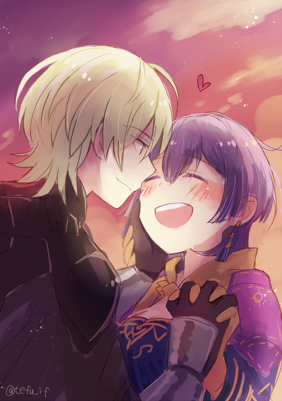 bernadetta von varley and male byleth (fire emblem and 1 more) drawn by tefutene
