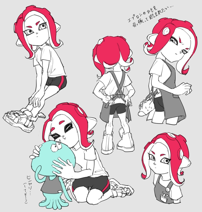 octoling player character, octoling girl, and jellyfish (splatoon and 1 more) drawn by oimo_(oimkimn)