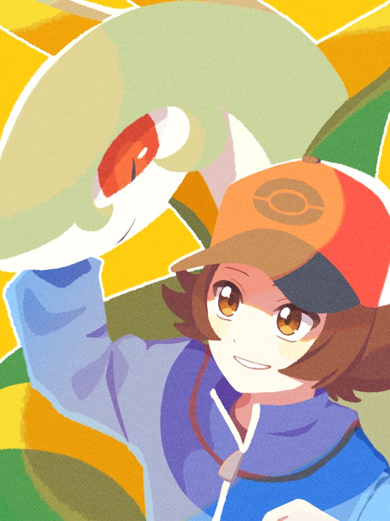 hilbert and serperior (pokemon and 1 more) drawn by hiiro99522