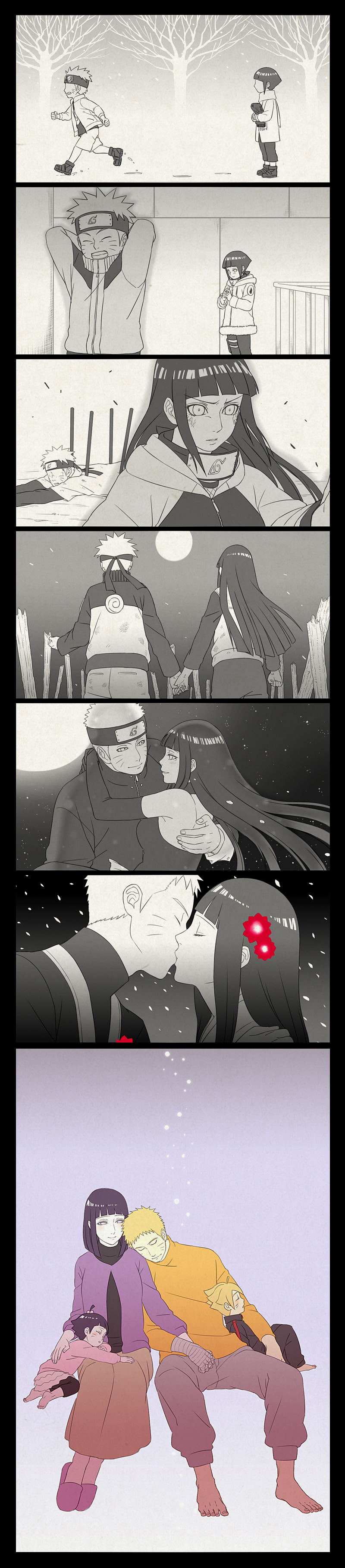 uzumaki naruto, hyuuga hinata, uzumaki boruto, and uzumaki himawari (naruto and 3 more) drawn by hal_(sakurajam)
