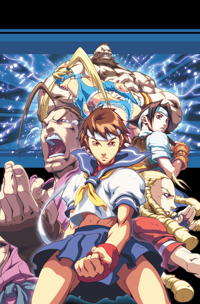 kasugano sakura, rainbow mika, kanzuki karin, zangief, hibiki dan, and 1 more (street fighter and 2 more) drawn by alvin_lee, espen_grundetjern, and udon_entertainment