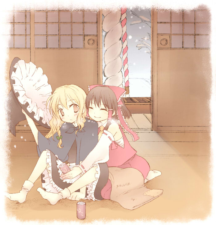 hakurei reimu and kirisame marisa (touhou) drawn by momoyama_nozomu
