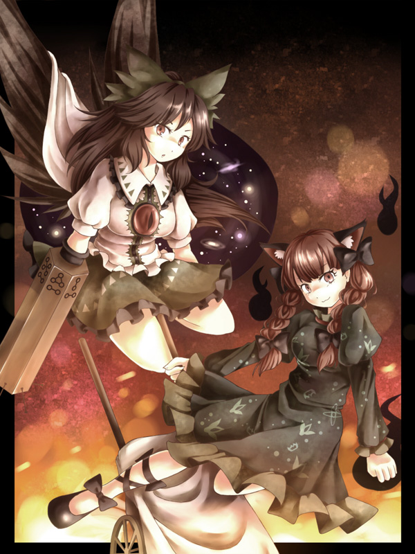kaenbyou rin and reiuji utsuho (touhou) drawn by namuko