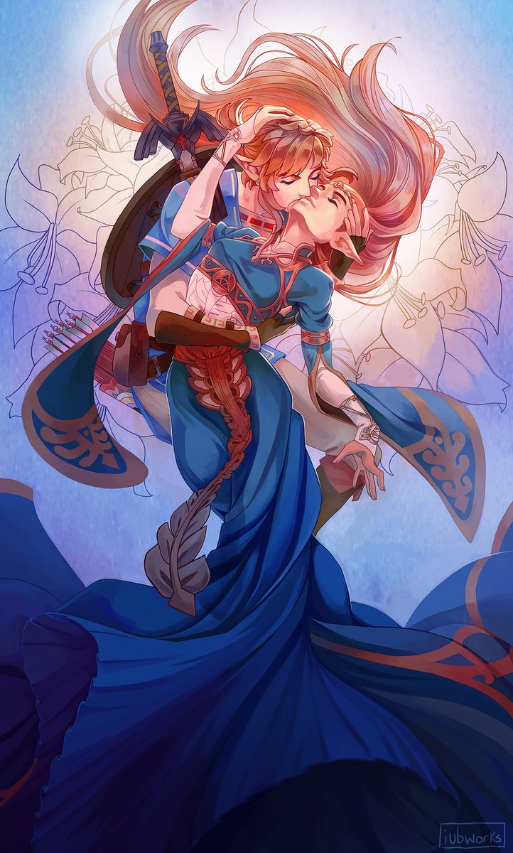 link and princess zelda (the legend of zelda and 1 more) drawn by iubworks