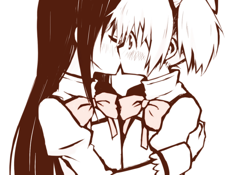 akemi homura and kaname madoka (mahou shoujo madoka magica) drawn by shiz