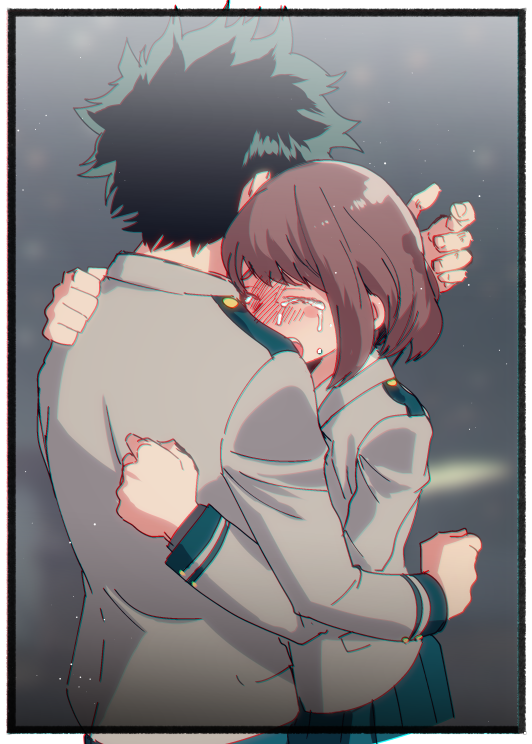 midoriya izuku and uraraka ochaco (boku no hero academia) drawn by shoco_(sco_labo)