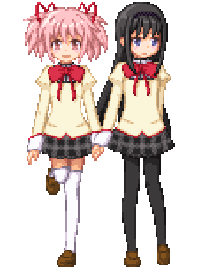 akemi homura and kaname madoka (mahou shoujo madoka magica) drawn by tome_(wolf)