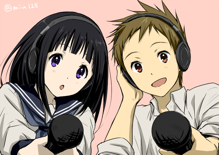 chitanda eru and fukube satoshi (hyouka) drawn by rito453
