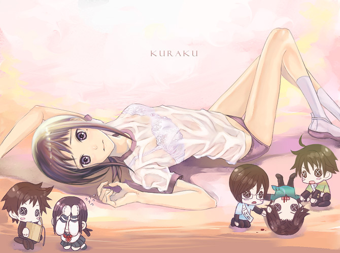 kaga ai, kudou jun, kino kuniya, haga, and aoyama (sayonara zetsubou sensei) drawn by furayu_(flayu)