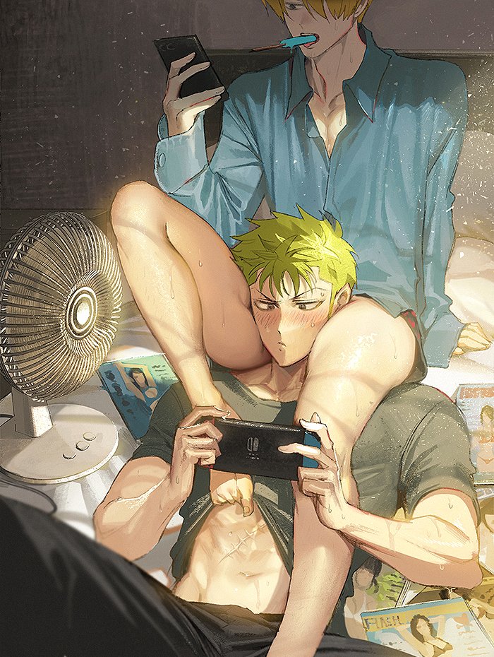 roronoa zoro and sanji (one piece) drawn by runa_(nori31291404)