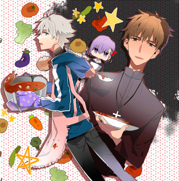 matou sakura, kotomine kirei, and matou kariya (fate and 1 more) drawn by orbe