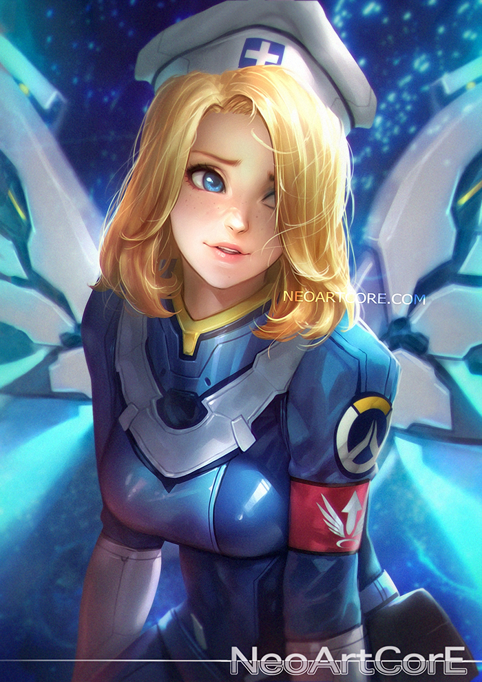 mercy and combat medic ziegler (overwatch and 1 more) drawn by neoartcore