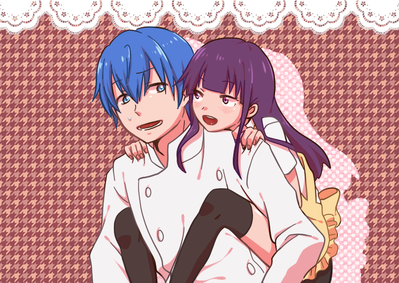 yamada aoi and souma hiroomi (working!!) drawn by yuma_(anikan)