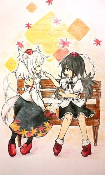 shameimaru aya and inubashiri momiji (touhou) drawn by kihanos