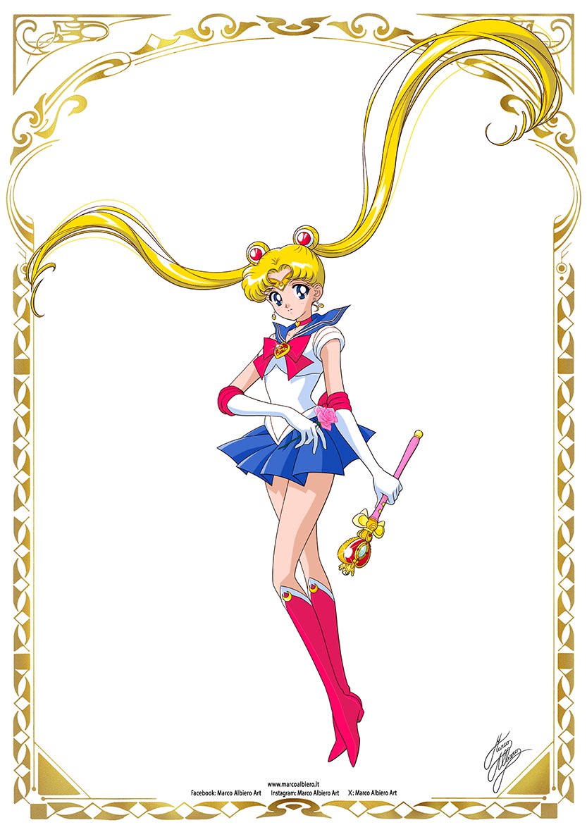 tsukino usagi and sailor moon (bishoujo senshi sailor moon) drawn by marco_albiero