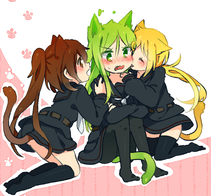 satsuki, nagatsuki, and fumizuki (kantai collection) drawn by soiri_(us)