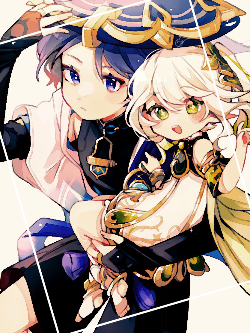 scaramouche, nahida, and wanderer (genshin impact) drawn by eyarism