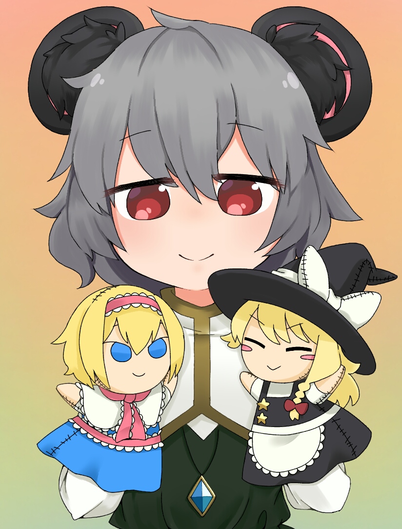 kirisame marisa, alice margatroid, nazrin, nyon, suzu, and 1 more (touhou and 1 more) drawn by chanpuru_(nicoseiga_67544477)