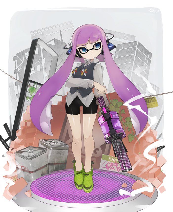 inkling player character and inkling girl (splatoon and 1 more) drawn by nobara_(konnttaku)