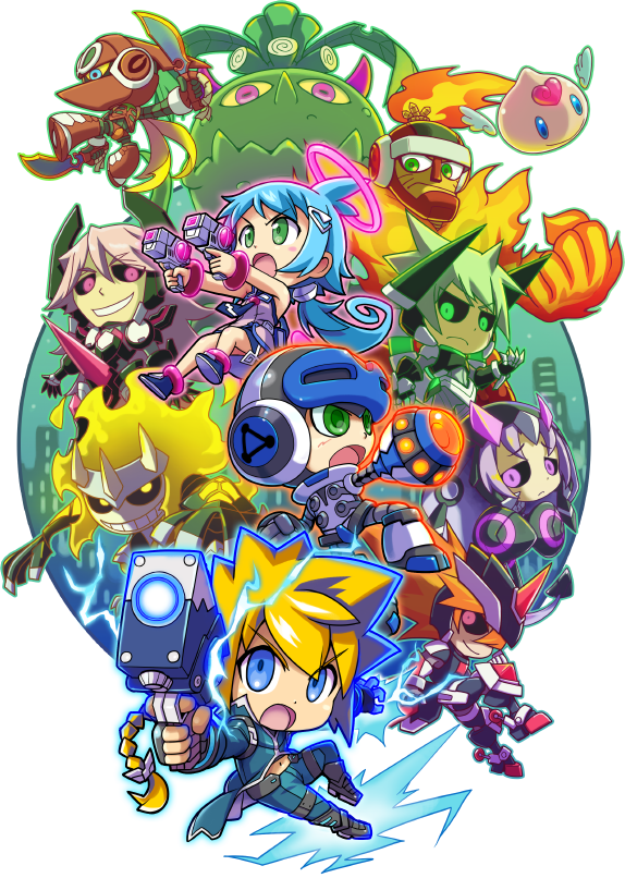 gunvolt, beck, pantera, elise, ekoro, and 5 more (azure striker gunvolt and 4 more)