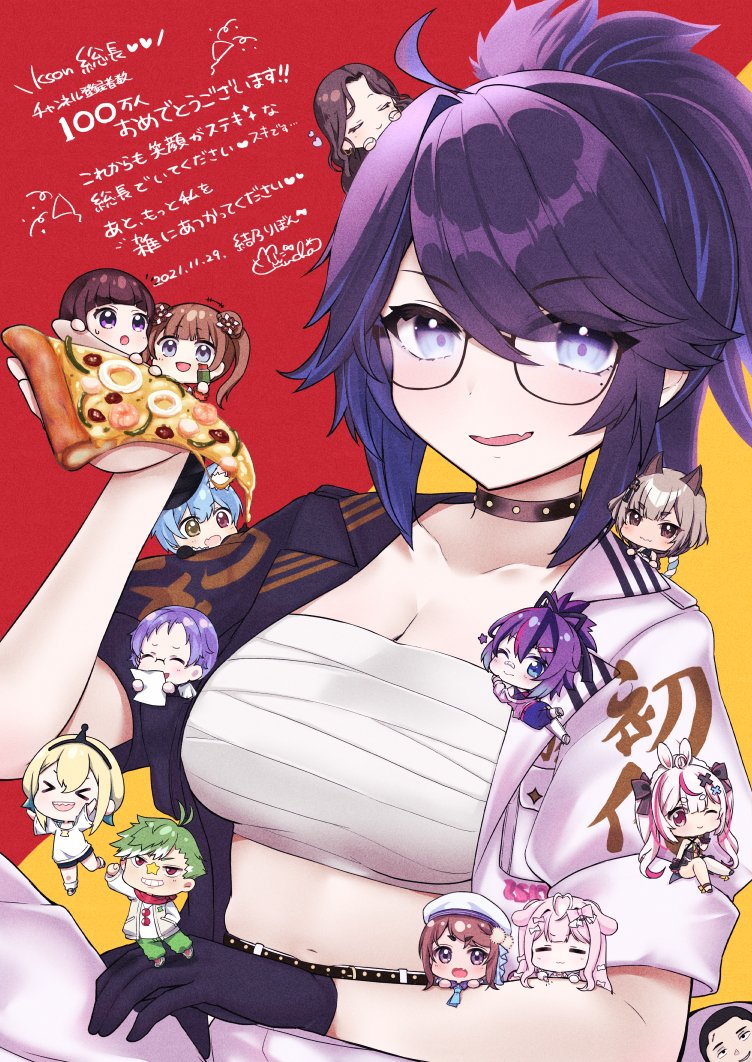 kson, amano pikamee, melody, tomari mari, souchou, and 9 more (indie virtual youtuber and 4 more) drawn by yuncha
