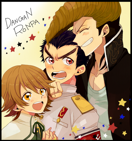 fujisaki chihiro, ishimaru kiyotaka, and owada mondo (danganronpa and 1 more) drawn by uemura