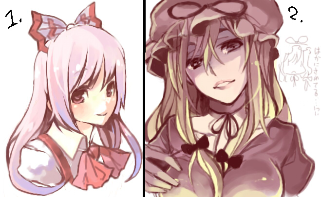 yakumo yukari and fujiwara no mokou (touhou) drawn by hase_neet