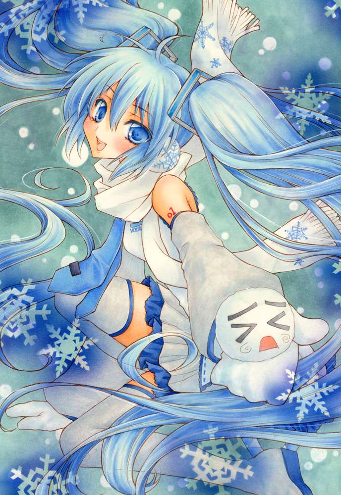 hatsune miku and yuki miku (vocaloid) drawn by aoi_yuuka_(ao_no_kokoro)