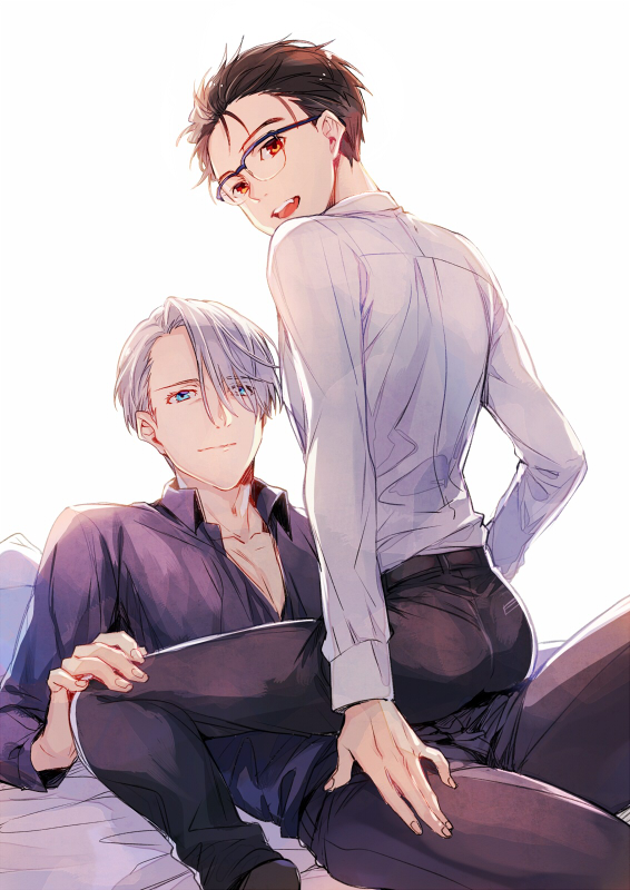 katsuki yuuri and viktor nikiforov (yuri!!! on ice) drawn by kuroemon