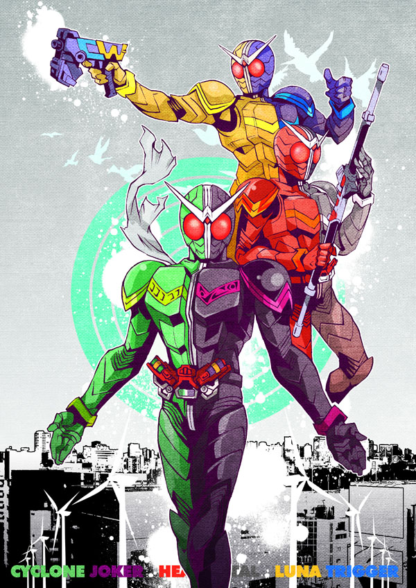 kamen rider double (kamen rider and 1 more) drawn by ambiente